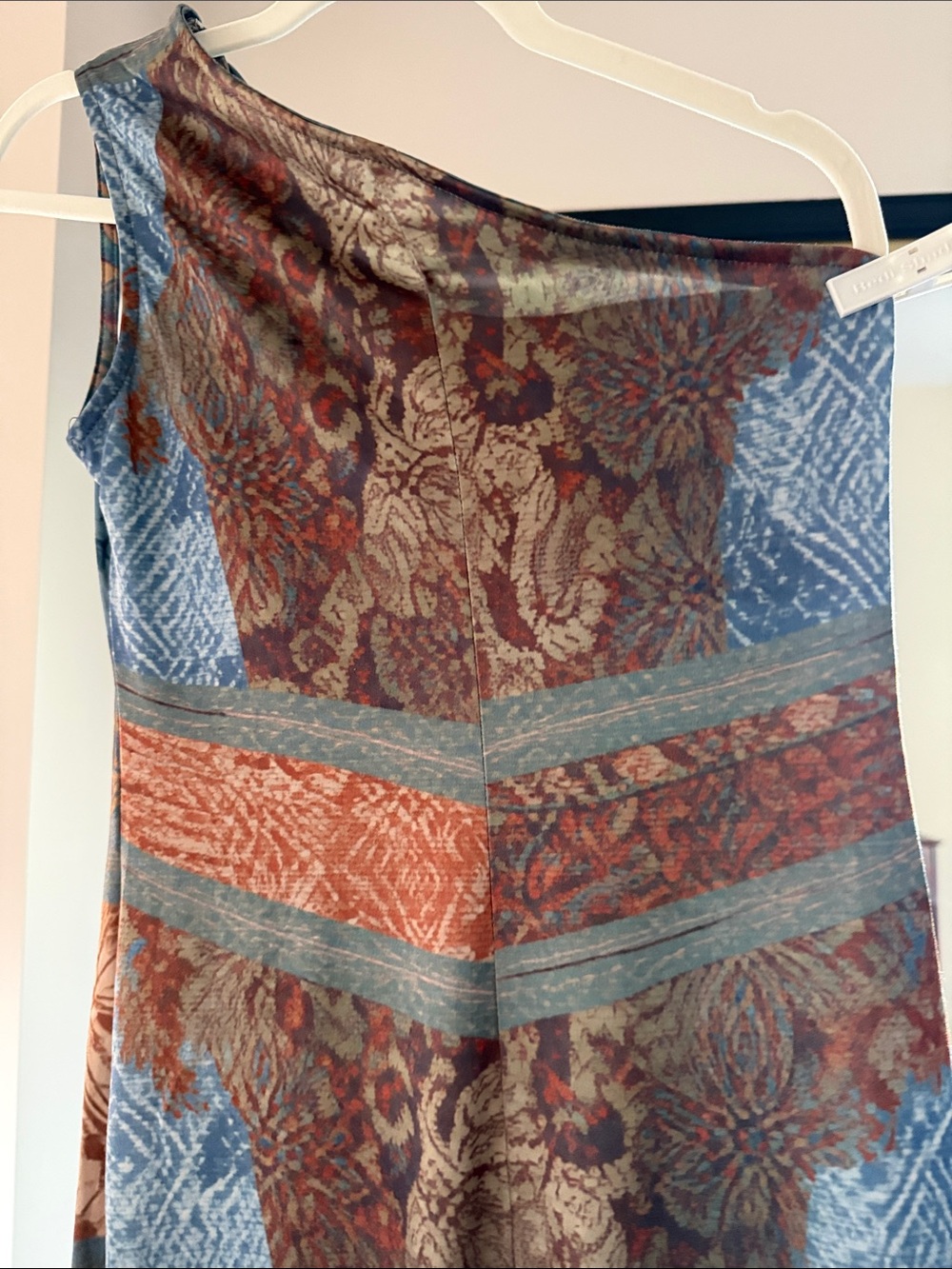 Asymmetrical Ruffled Floral Maxi Dress– Blue & Brown - Picture 8 of 10
